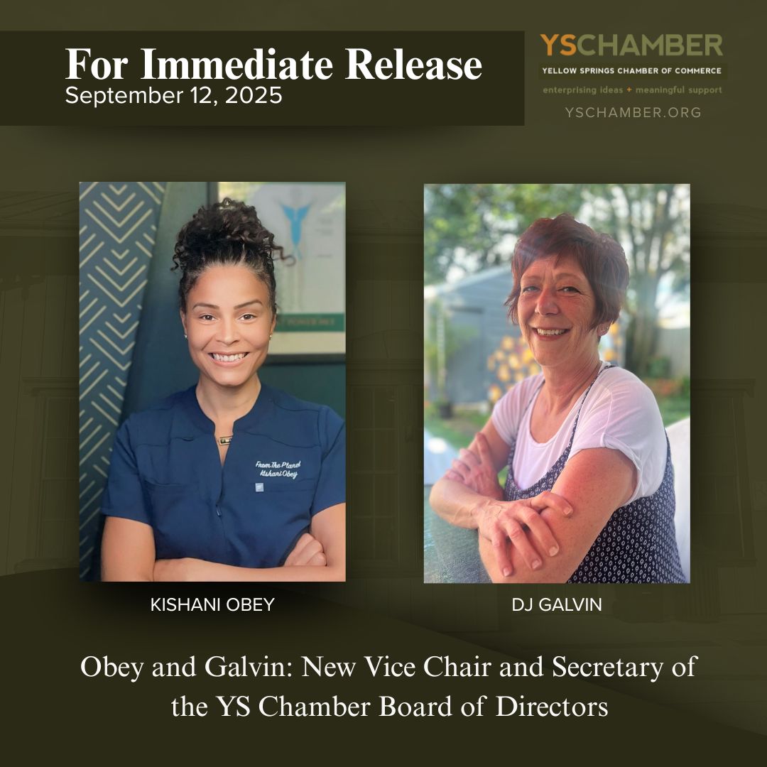 Obey and Galvin: New Vice Chair and Secretary of the Yellow Springs Chamber of Commerce